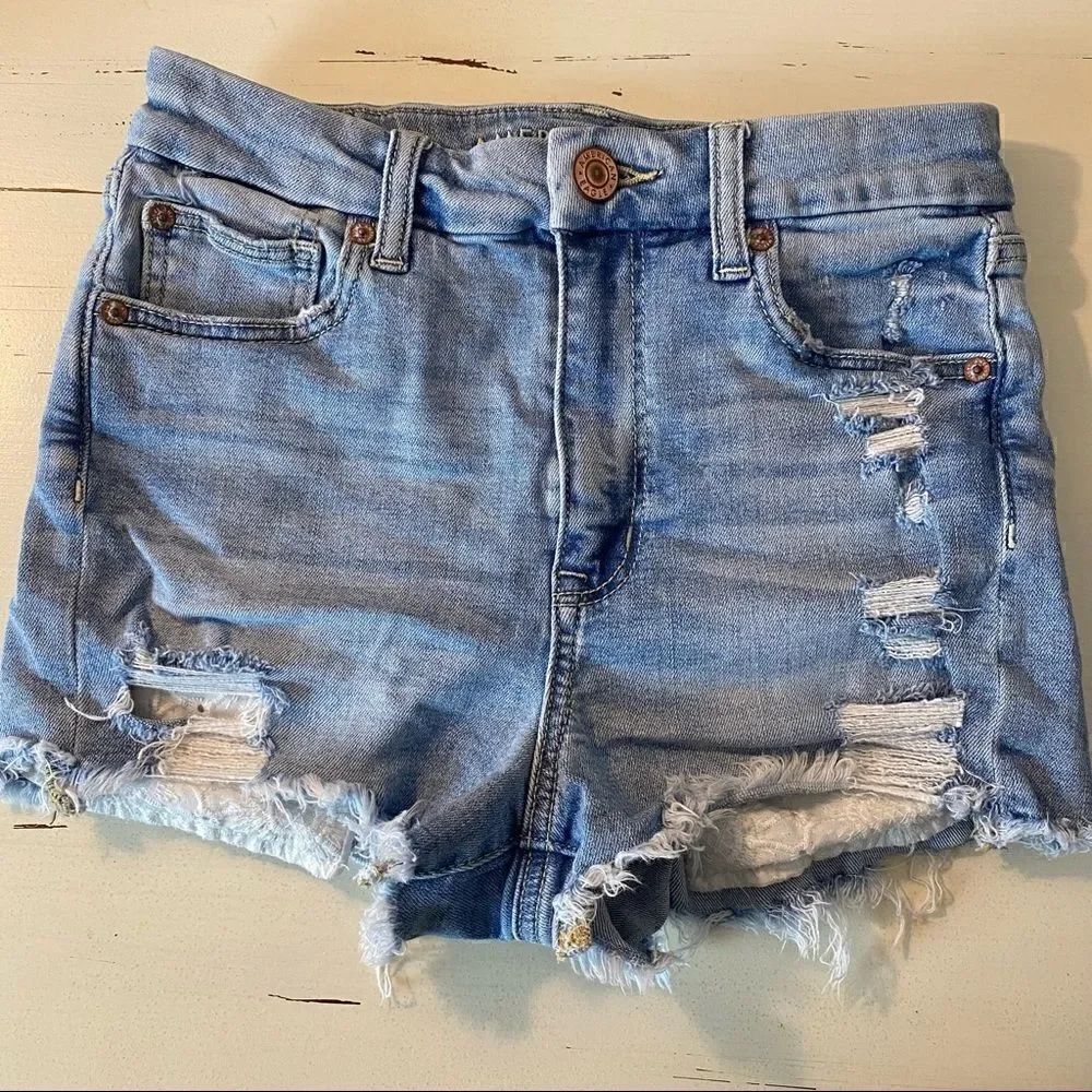 American eagle curvy high rise shortie denim shorts